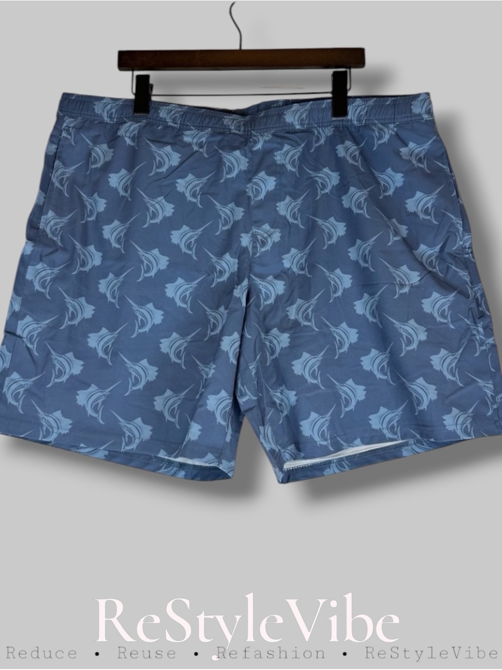 LRD PERFORMANCE Men’s Size XXL 2XL Swim Shorts Trunks Swordfish Pattern Liner
